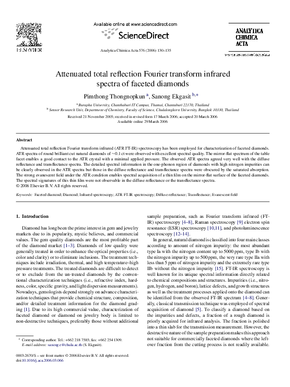(PDF) Attenuated total reflection Fourier transform infrared spectra of ...