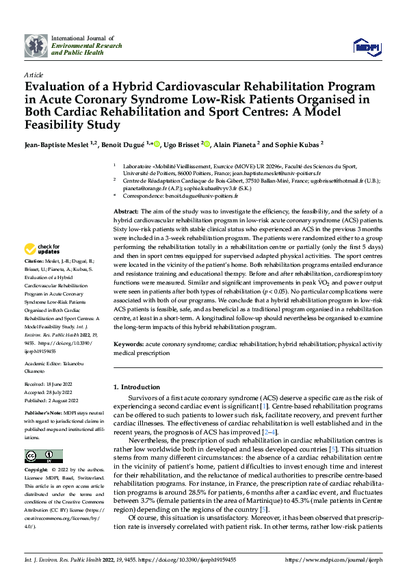 (PDF) Evaluation of a Hybrid Cardiovascular Rehabilitation Program in ...