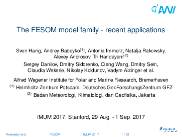 (PDF) The FESOM model family - recent applications