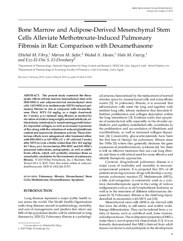 (PDF) Bone Marrow and Adipose-Derived Mesenchymal Stem Cells Alleviate ...