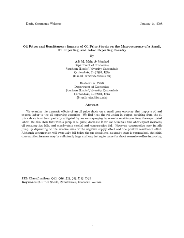 (PDF) Oil Prices and Remittances: Impacts of Oil Price Shocks on the ...