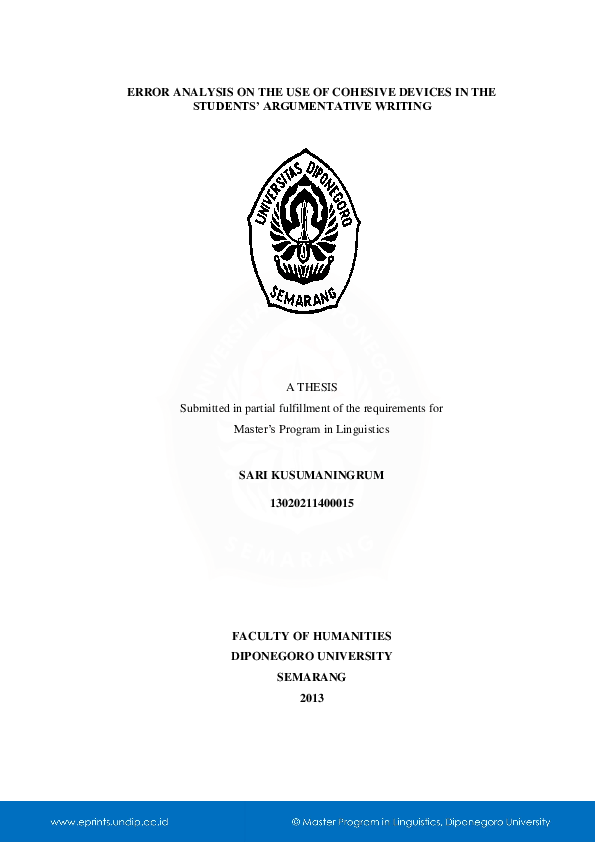 (PDF) Error Analysis on the Use of Cohesive Devices in the Students ...