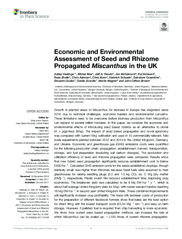 (PDF) Economic and Environmental Assessment of Seed and Rhizome ...