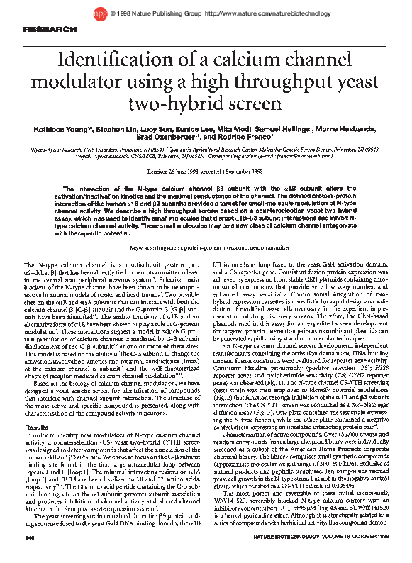 (PDF) Identification of a calcium channel modulator using a high ...