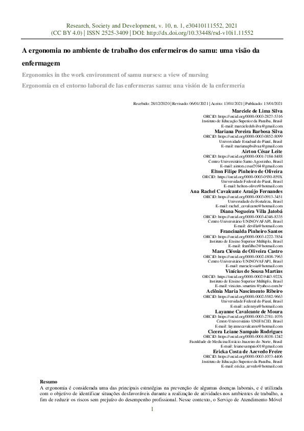 (PDF) A ergonomia no ambiente de trabalho dos enfermeiros do samu: uma ...