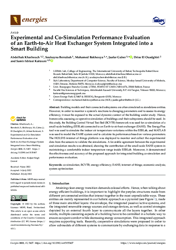 (PDF) Experimental and Co-Simulation Performance Evaluation of an Earth ...