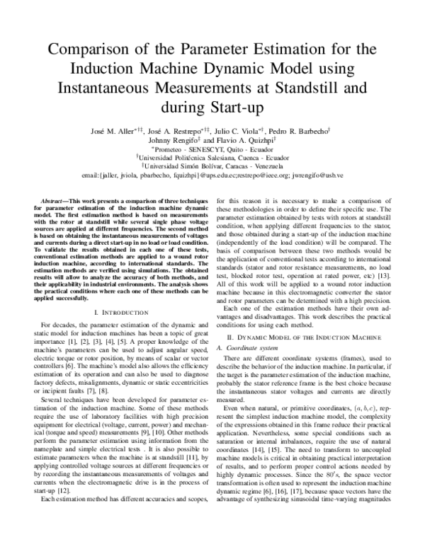 (PDF) Comparison of the parameter estimation for the induction machine ...