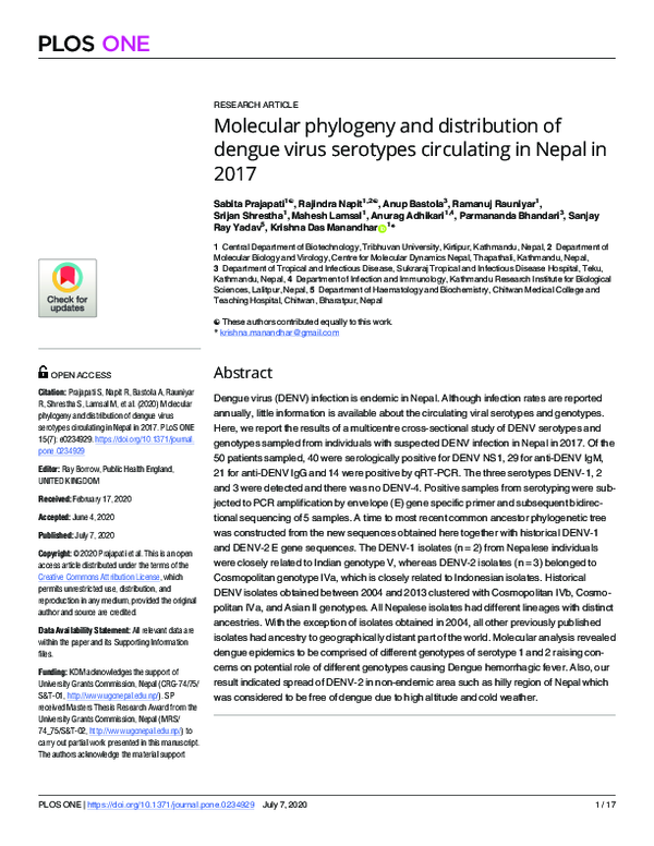 (PDF) Molecular phylogeny and distribution of dengue virus serotypes ...