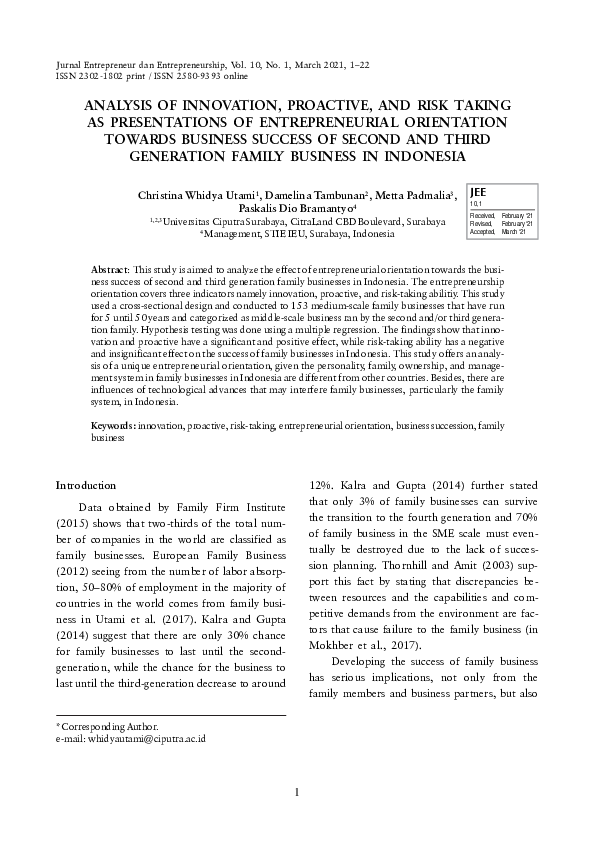 (PDF) Analysis of Innovation, Proactive, and Risk Taking as ...