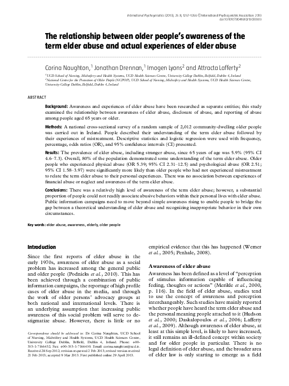 (PDF) The relationship between older people's awareness of the term ...