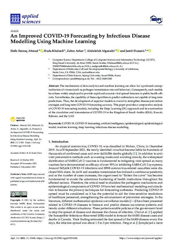 (PDF) An Improved COVID-19 Forecasting by Infectious Disease Modelling ...