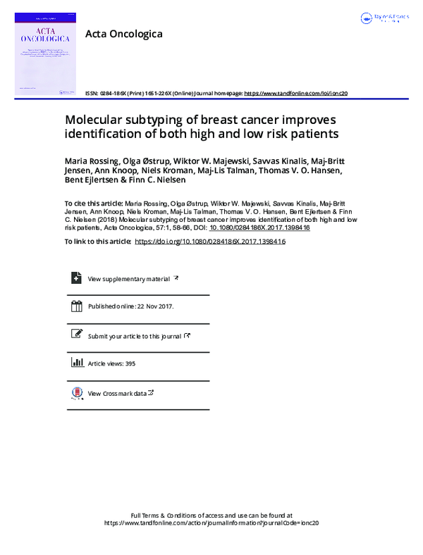 (PDF) Molecular subtyping of breast cancer improves identification of ...