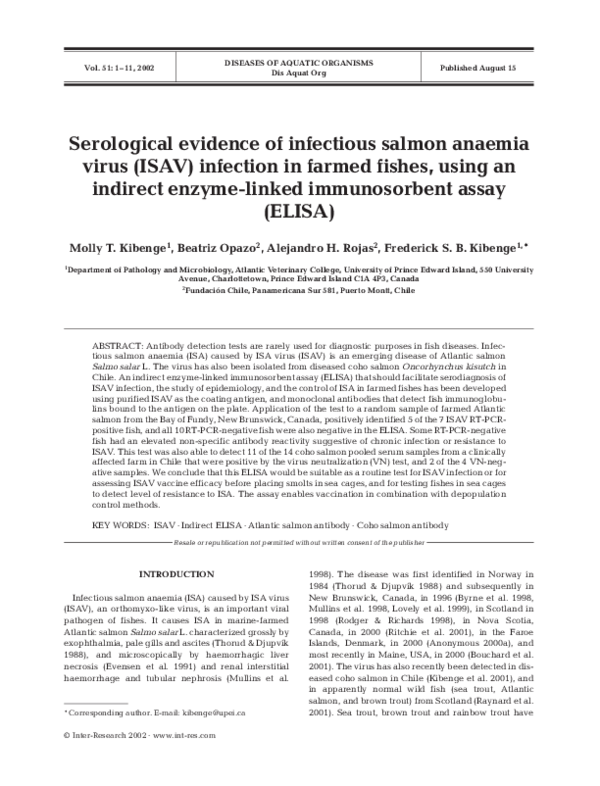 (PDF) Serological evidence of infectious salmon anaemia virus (ISAV ...
