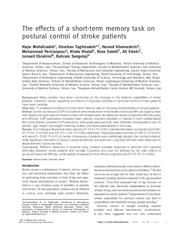 (PDF) The effects of a short-term memory task on postural control of ...