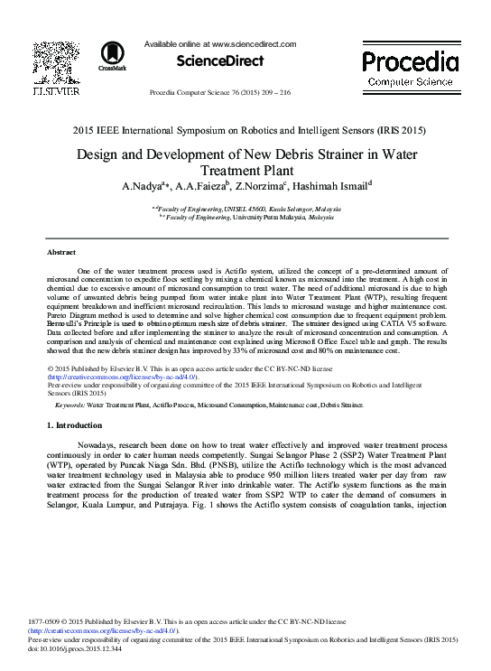 (PDF) Design and Development of New Debris Strainer in Water Treatment