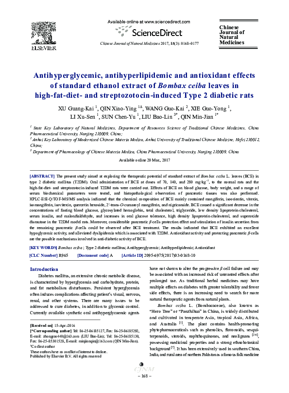 (PDF) Antihyperglycemic, antihyperlipidemic, and antioxidant effects of ...