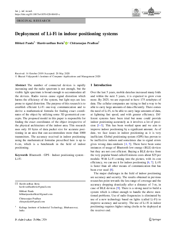 (PDF) Deployment of Li-Fi in indoor positioning systems