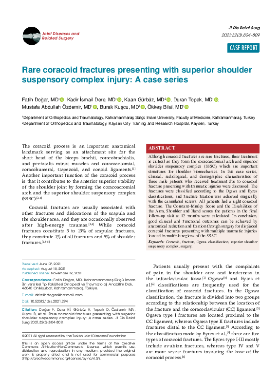 (PDF) Rare coracoid fractures presenting with superior shoulder ...