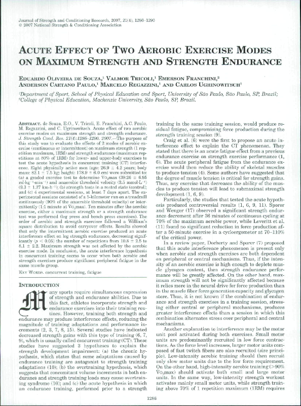 (PDF) Acute Effect of Two Aerobic Exercise Modes on Maximum Strength ...