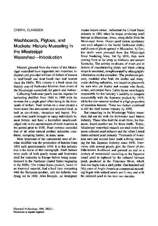 (PDF) Washboards, pigtoes, and muckets Historic musseling in the Mississippi watershed