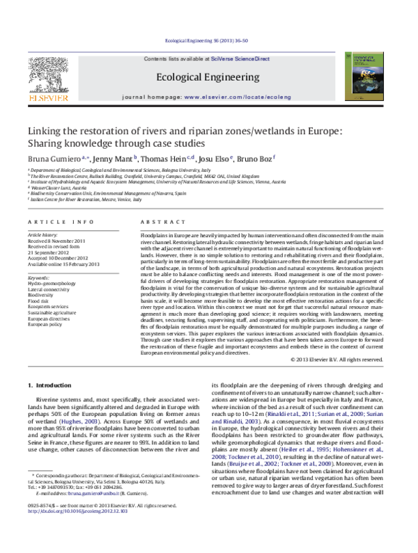 (PDF) Linking the restoration of rivers and riparian zones/wetlands in ...