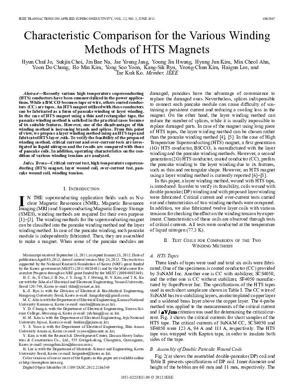 (PDF) Characteristic Comparison for the Various Winding Methods of HTS ...