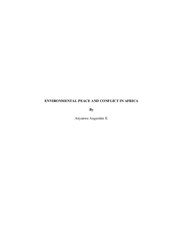 (PDF) Environmental Peace And Conflict In Africa