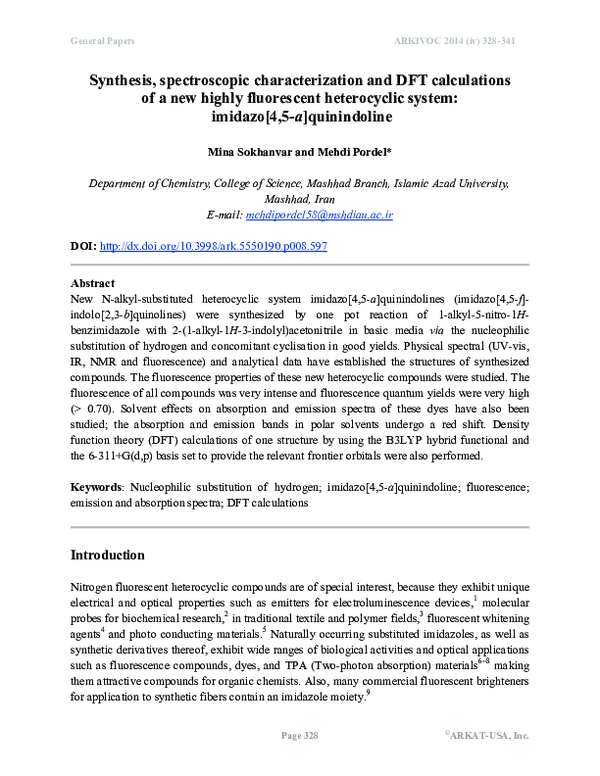 (PDF) Synthesis, spectroscopic characterization and DFT calculations of ...