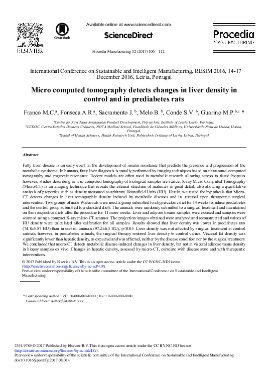 (PDF) Micro Computed Tomography Detects Changes in Liver Density in ...