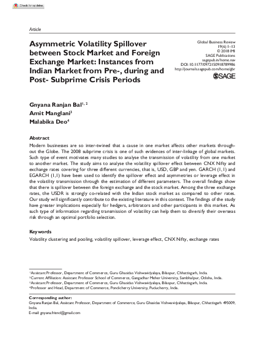 (PDF) Asymmetric Volatility Spillover between Stock Market and Foreign ...
