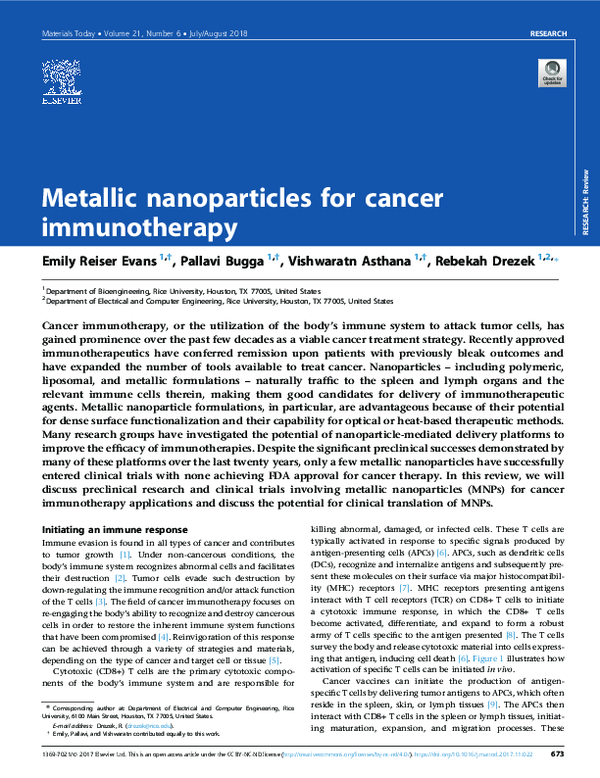 (PDF) Metallic nanoparticles for cancer immunotherapy | Pallavi Bugga ...