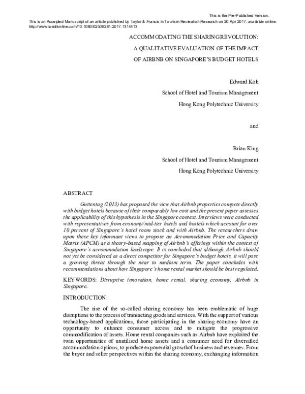 (PDF) Accommodating the sharing revolution: a qualitative evaluation of ...