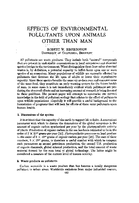 (PDF) Effects of environmental pollutants upon animals other than man