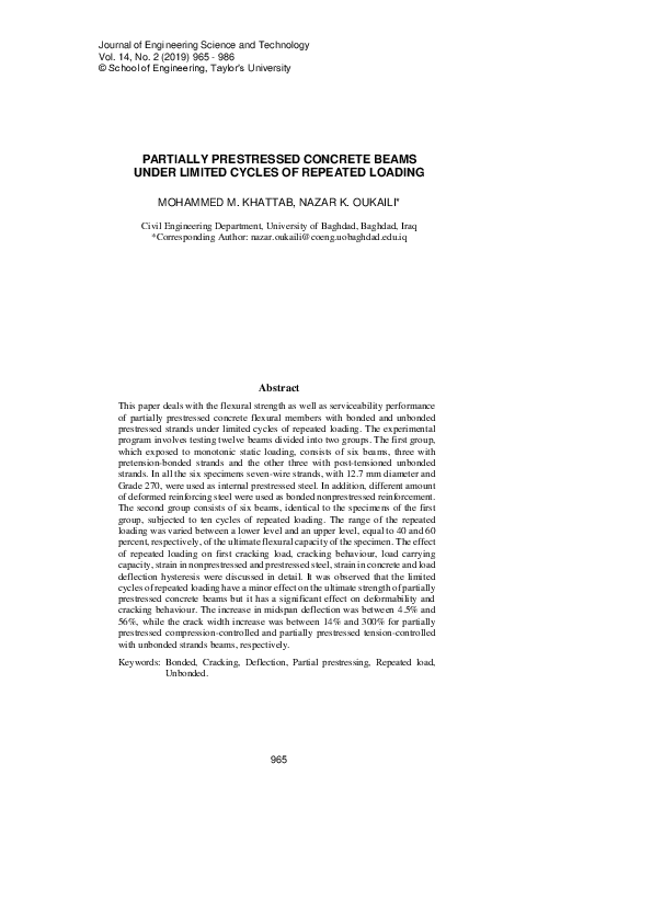 (PDF) Serviceability and Ductility of Partially Prestressed Concrete ...