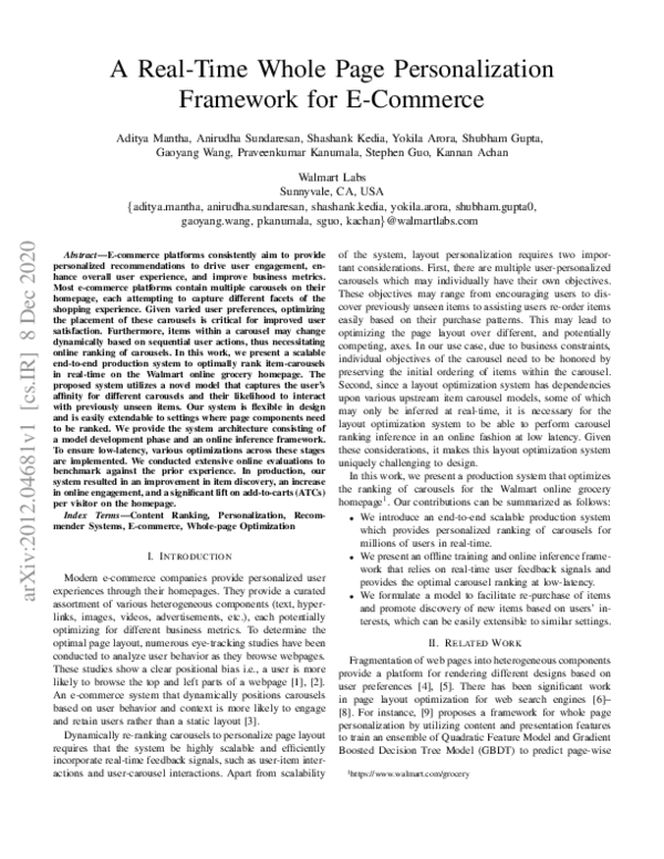 (PDF) A Real-Time Whole Page Personalization Framework for E-Commerce