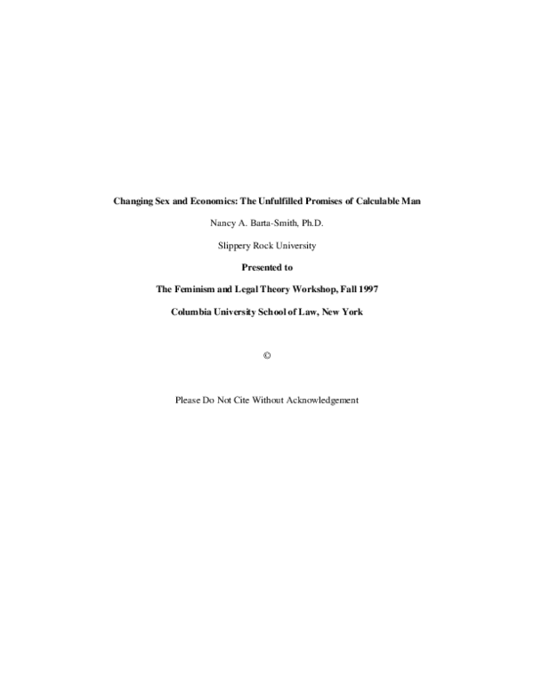 Changing Sex and Economics: The Unfulfilled Promises of Calculable Man