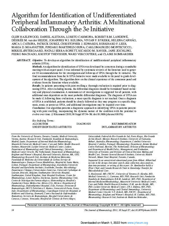 (PDF) Algorithm for identification of undifferentiated peripheral ...