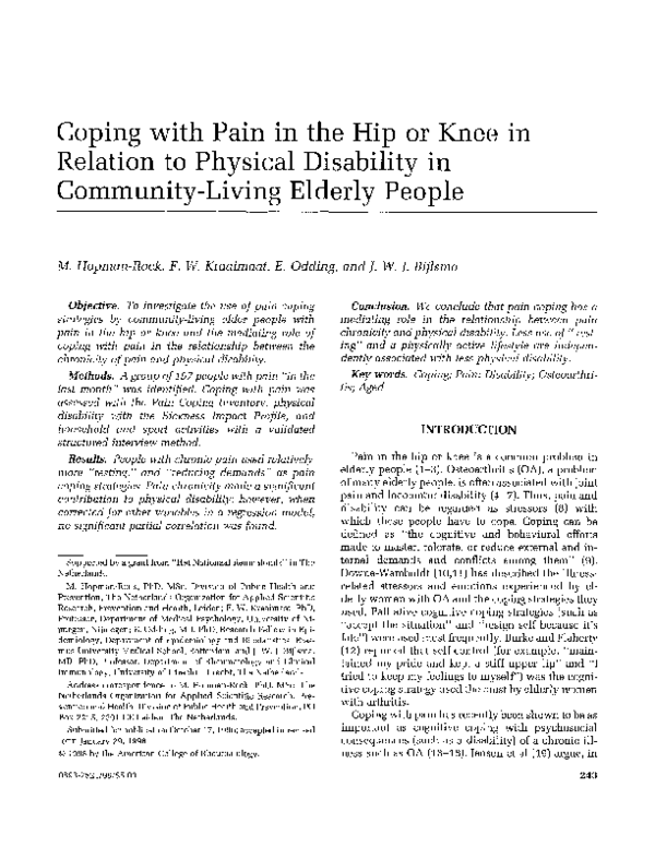 (PDF) Coping with pain in the hip or knee in relation to physical ...