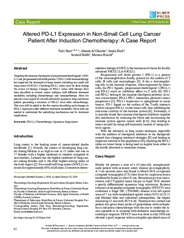 (PDF) Altered PD-L1 Expression in Non-Small Cell Lung Cancer Patient ...