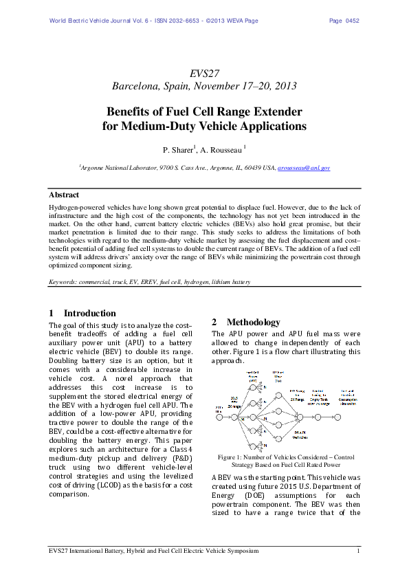 (PDF) Benefits of Fuel Cell Range Extender for Medium-Duty Vehicle ...