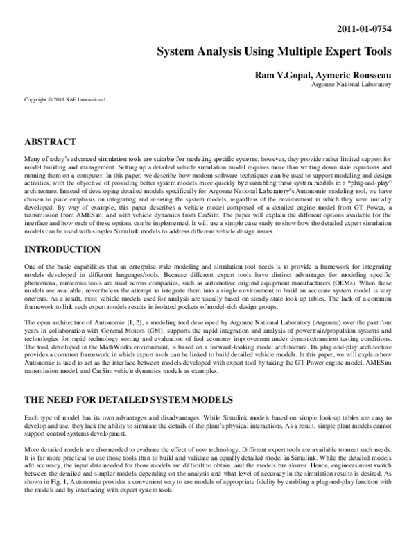 (PDF) System Analysis Using Multiple Expert Tools