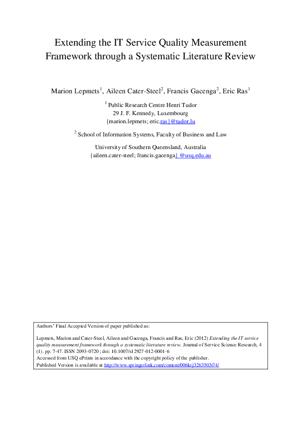 (PDF) Extending the IT service quality measurement framework through a ...