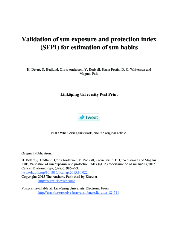 (PDF) Validation of sun exposure and protection index (SEPI) for
