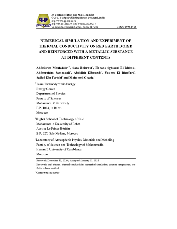 (PDF) Numerical Simulation and Experiment of Thermal Conductivity on ...