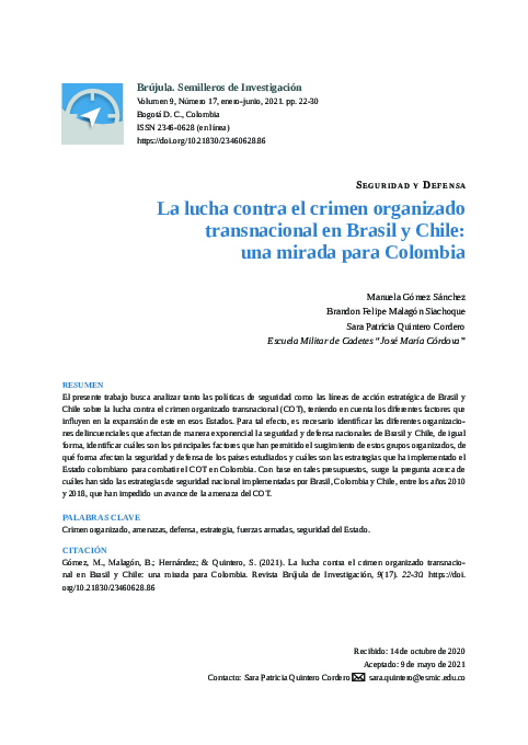 (PDF) La lucha contra el crimen organizado transnacional en Brasil y ...