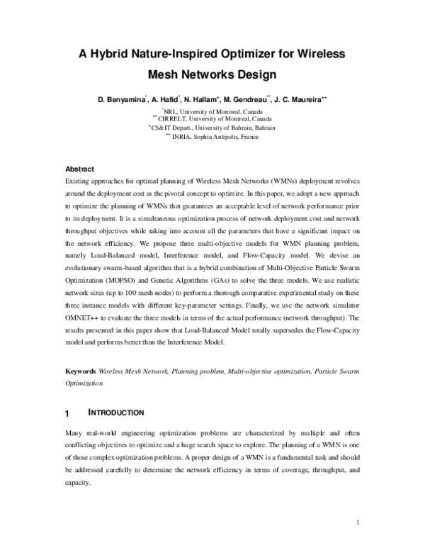 (PDF) A hybrid nature-inspired optimizer for wireless mesh networks design