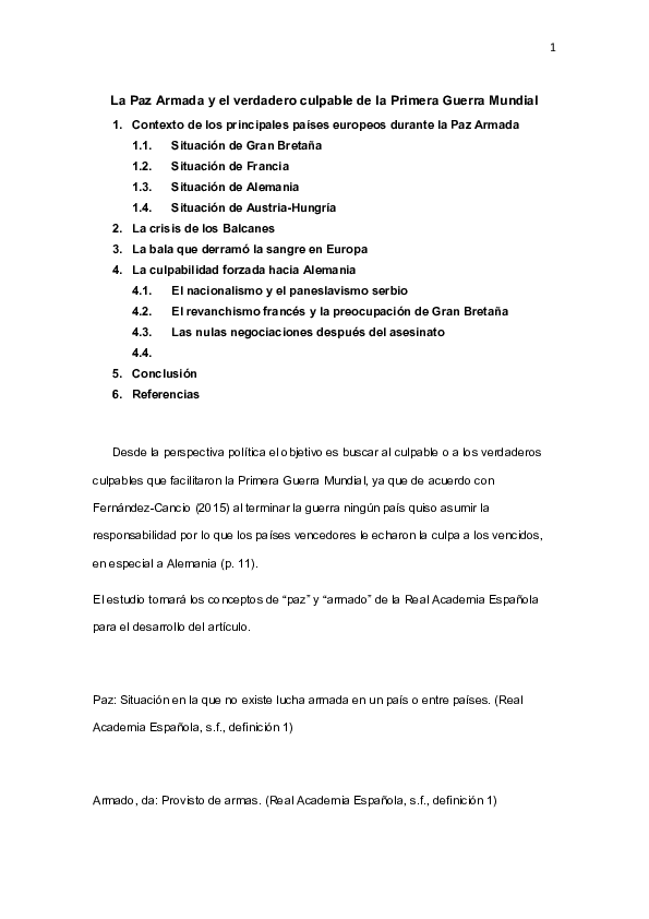 (DOC) La Paz Armada y el verdadero culpable de la Primera Guerra Mundial