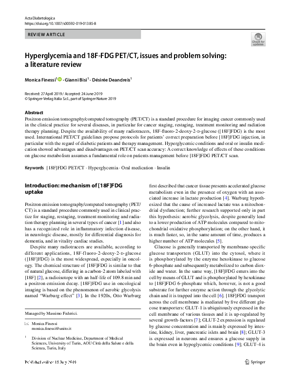 (PDF) Hyperglycemia and 18F-FDG PET/CT, issues and problem solving: a ...