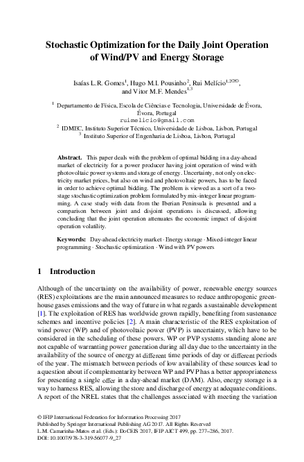 (PDF) Stochastic Optimization for the Daily Joint Operation of Wind/PV ...