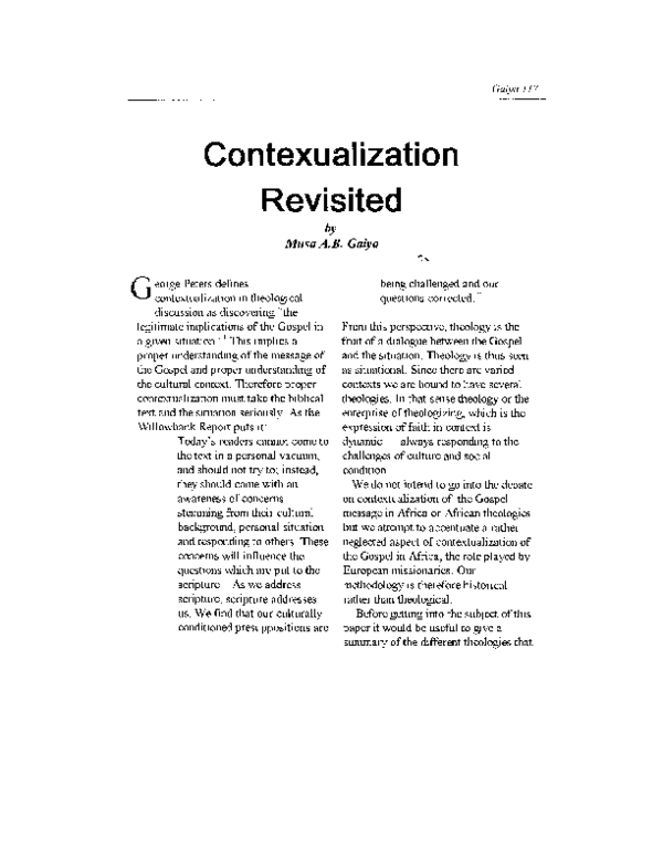 (PDF) Contexualization Revisited